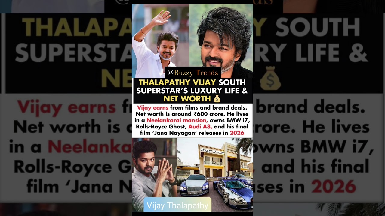Thalapathy Vijay Net Worth Is ₹600 Cr & Lives In Luxurious Neelankarai Mansion#thalapathyvijay#news