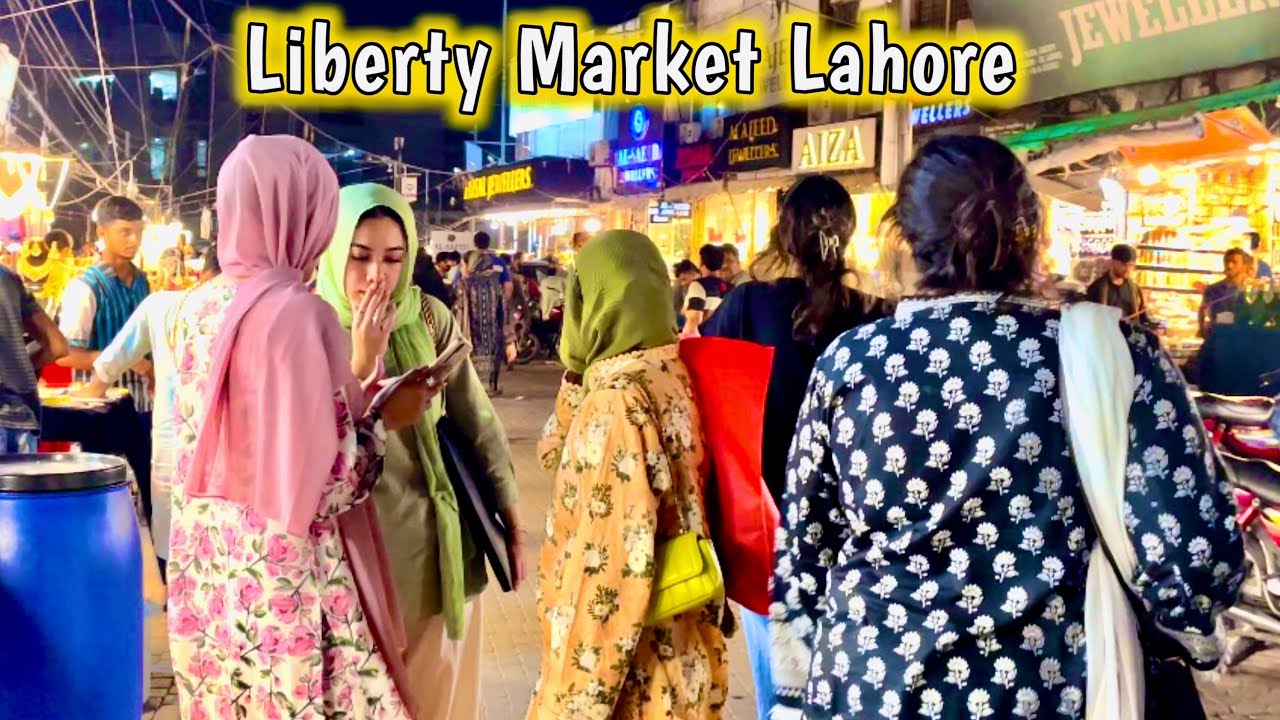 [4k] PK LIBERTY MARKET LAHORE PAKISTAN WALKING TOUR OF SHOPS AND FOOD