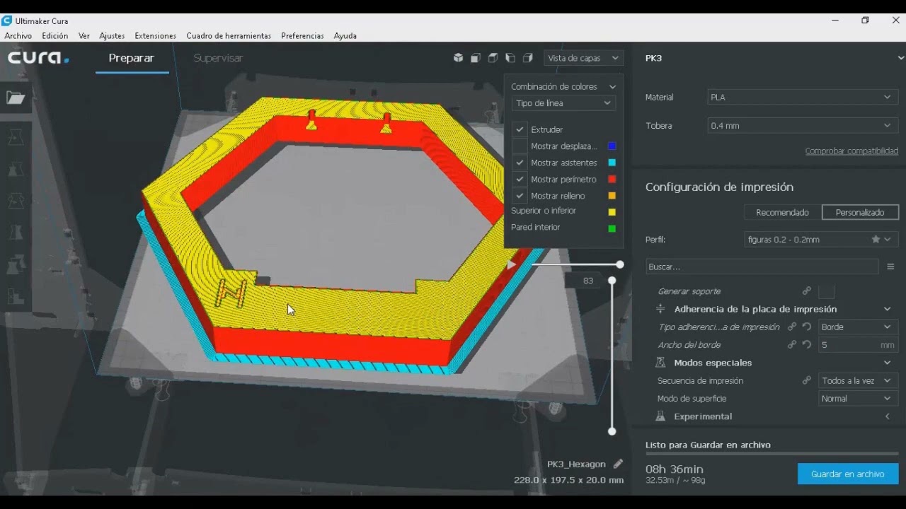 13 Configuración de PET G en Cura