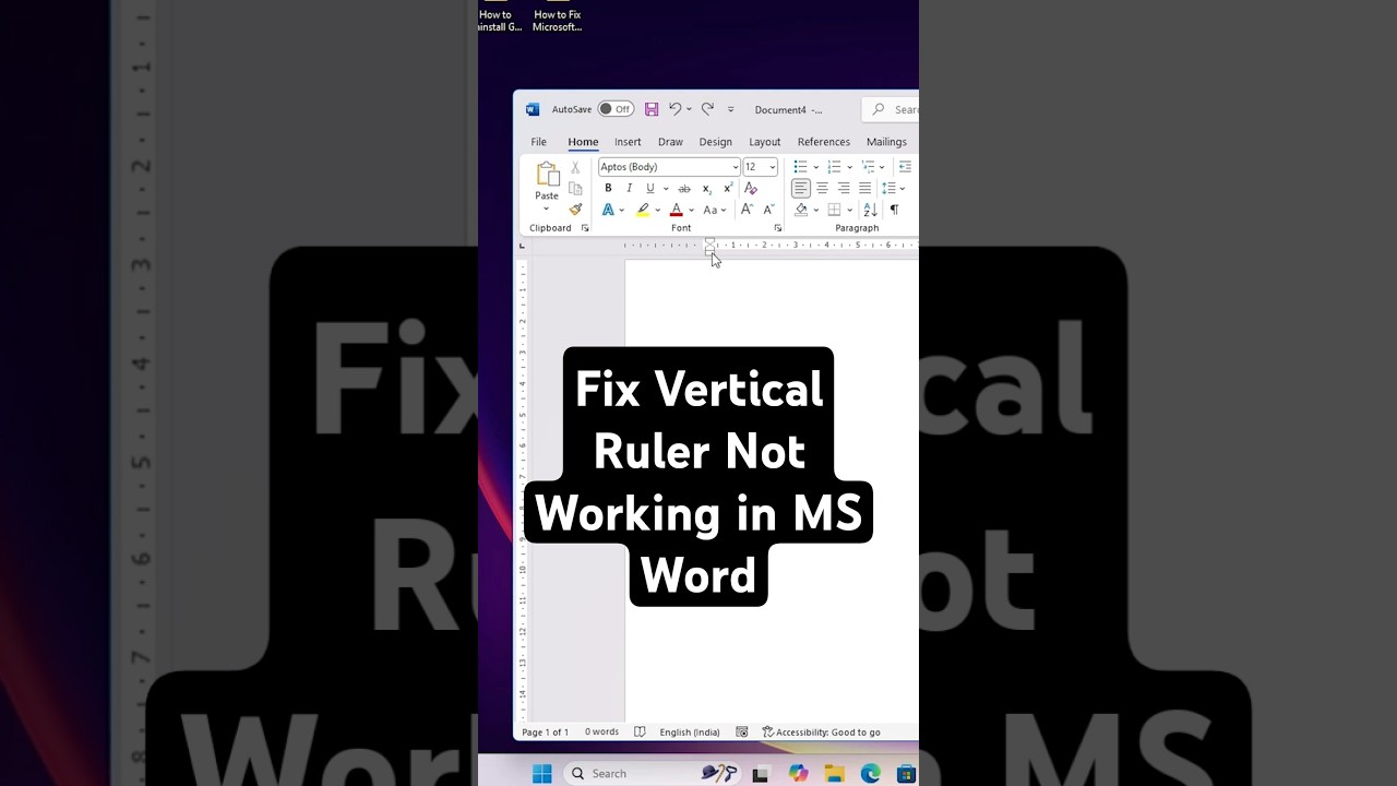 Fix Vertical Ruler Not Working in MS Word