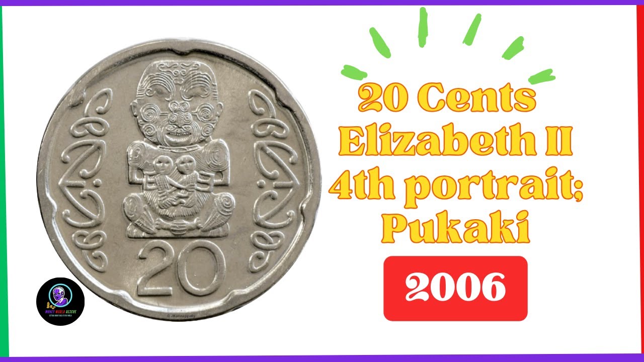 20 CENTS 2006,Elizabeth II 4th portrait; Pukaki, magnetic (New Zealand Coin)