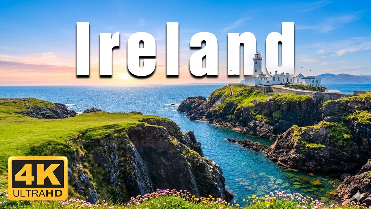 Ireland 4K Drone Nature Film - Morning Piano Music - Scenic Relaxation Film With Calming Music