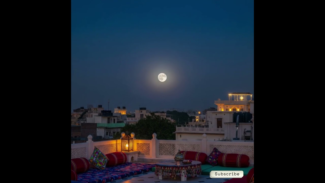 Full Moon on Indian Terrace | Golden Glow | Moon Light | 