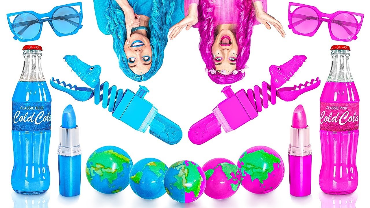 EATING ONLY ONE COLOR FOOD FOR 24 HOURS! Last To STOP Eating PINK VS BLUE Food by 123 GO! FOOD