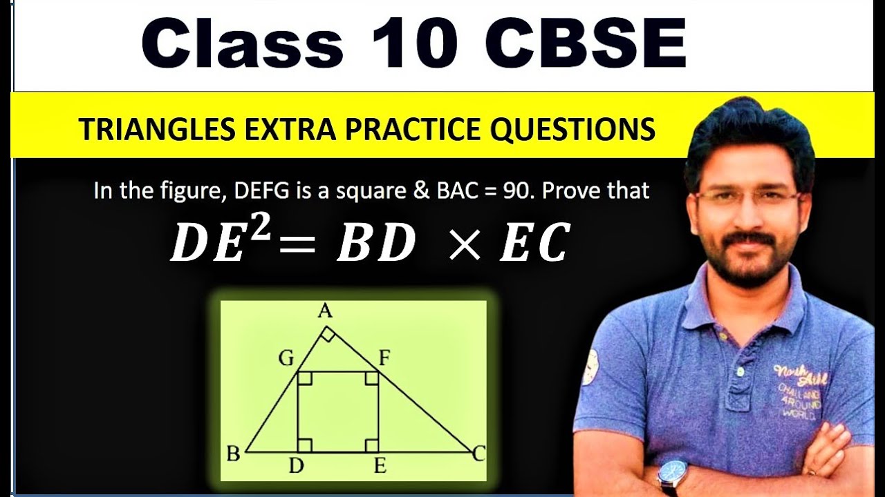 In the adjoining figure, DEFG is a square & BAC = 90. Prove that DE^2 = BD x EC | Class 10 Triangles