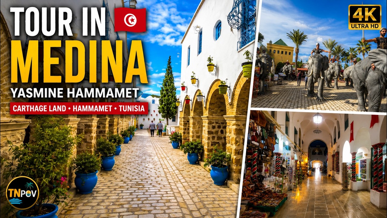 Tour In Medina By Yasmine Hammamet, Carthage Land Hammamet Tunisia 🇹🇳 4k