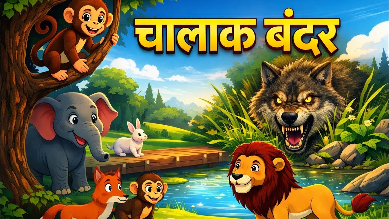 चालाक बंदर और डरावनी झील | Hindi Kahani | Cartoon Story#hindikahani#moralstory#cartoonstory