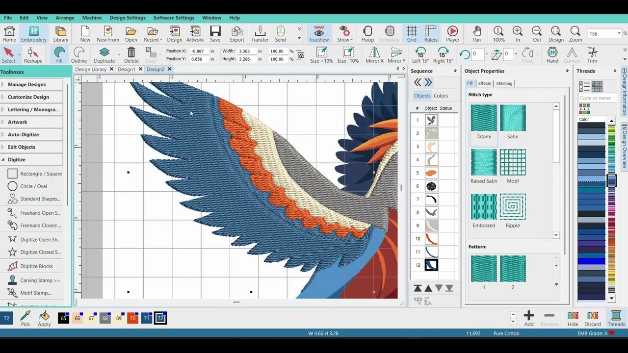 Hatch Embroidery 3 by Digitize - color bird from image