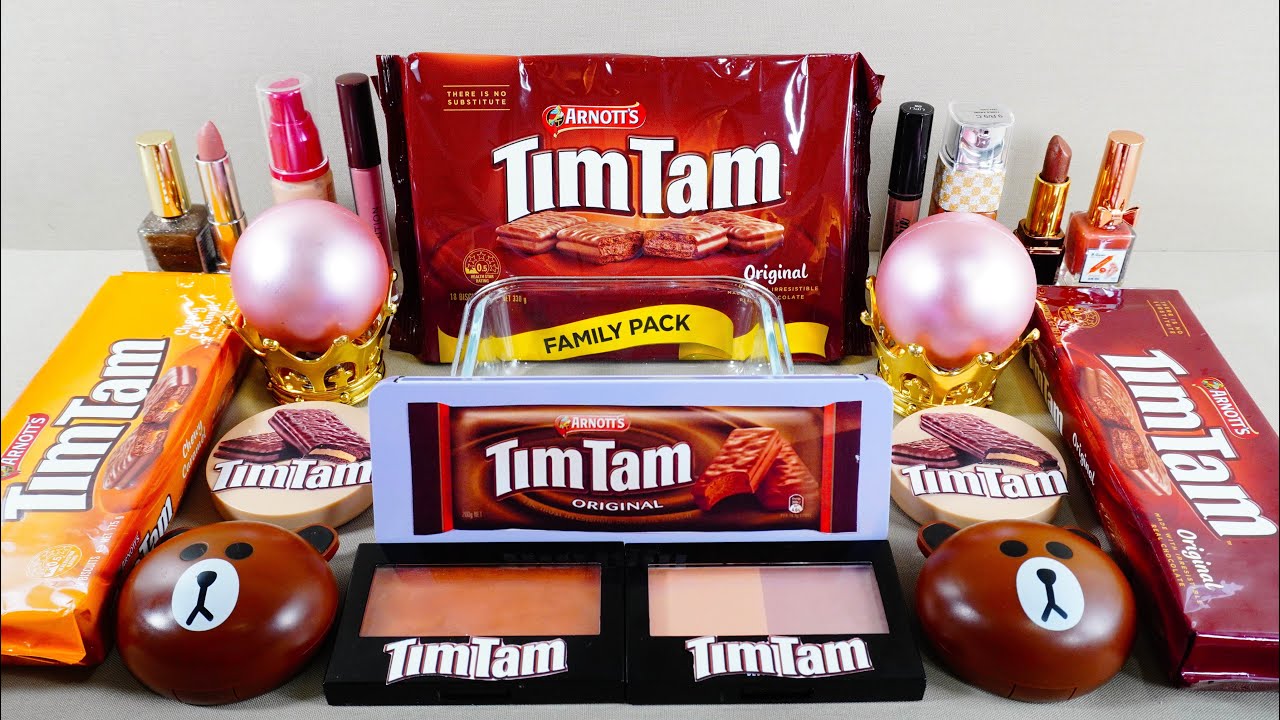 TimTam slime mixing with eyeshadow, makeup, glitter and clay 🍫 ★ASMR★ satisfying slime video