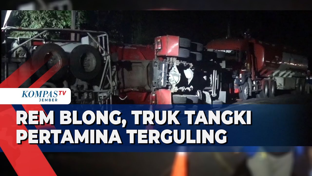 Truk Pertamina Terguling di Tikungan Tajam Gunung Gumitir!