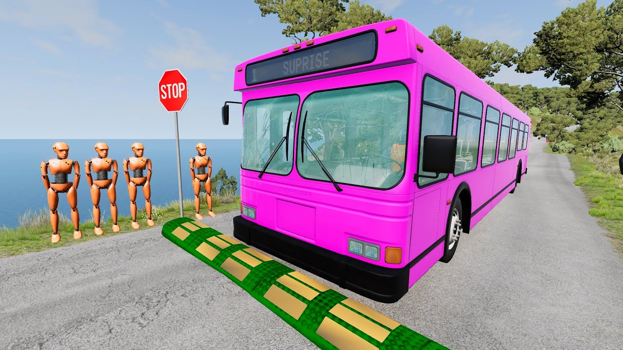 Buses vs Massive ⚠️ Speed Bumps⚠️ #14 – BeamNG.Drive