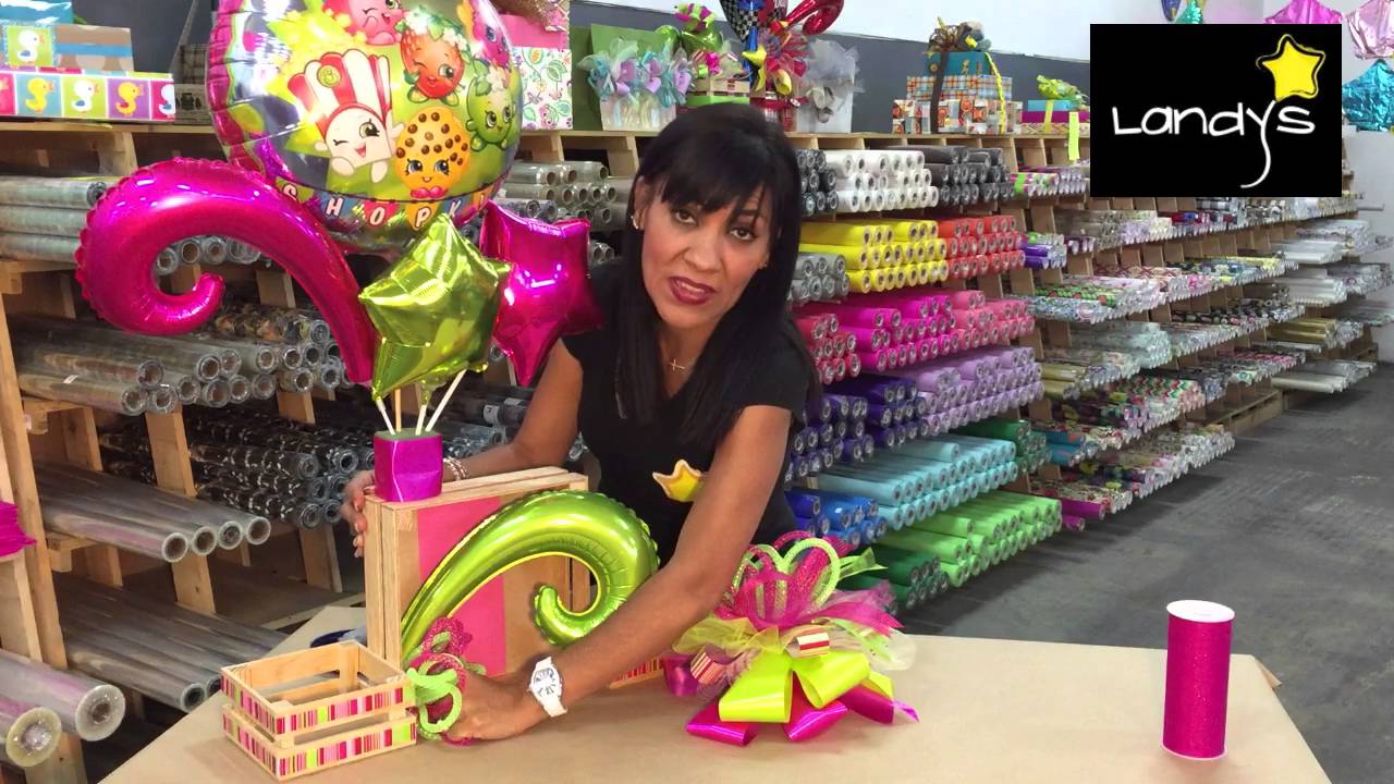 Centro de mesa con huacal✿(Shopkins).