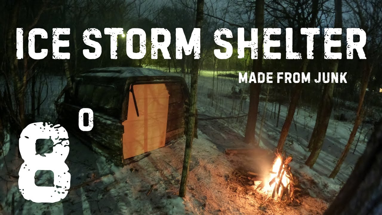 Shelter build and Cook in Tennessee's Ice Storm