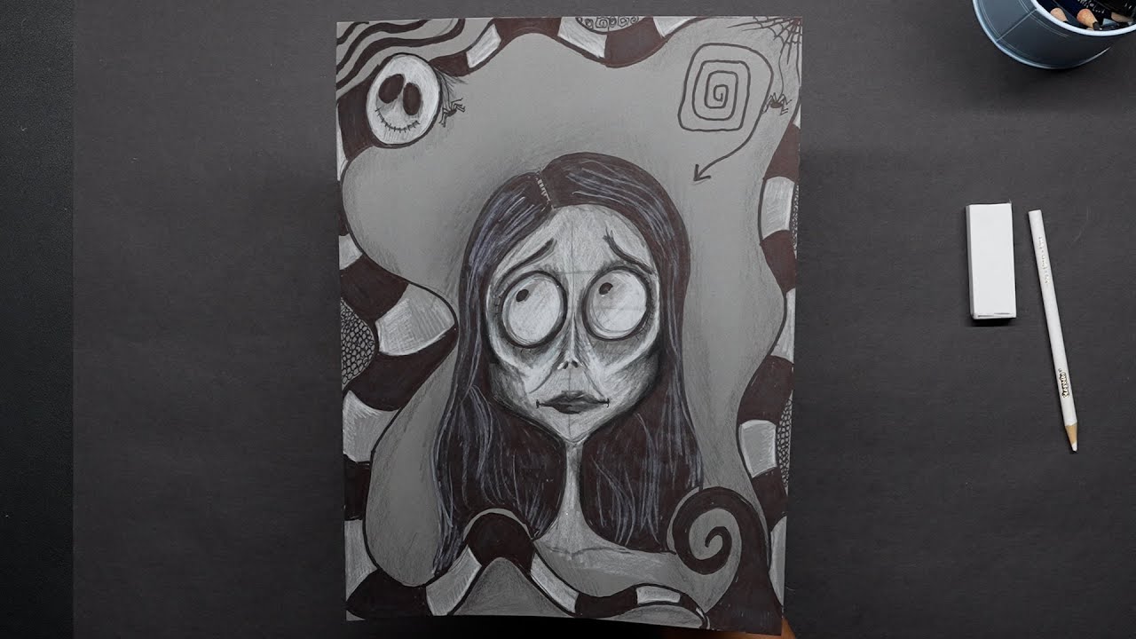 Tim Burton Style Self-Portrait | Creepy-Cool Art Project ✏️🖤