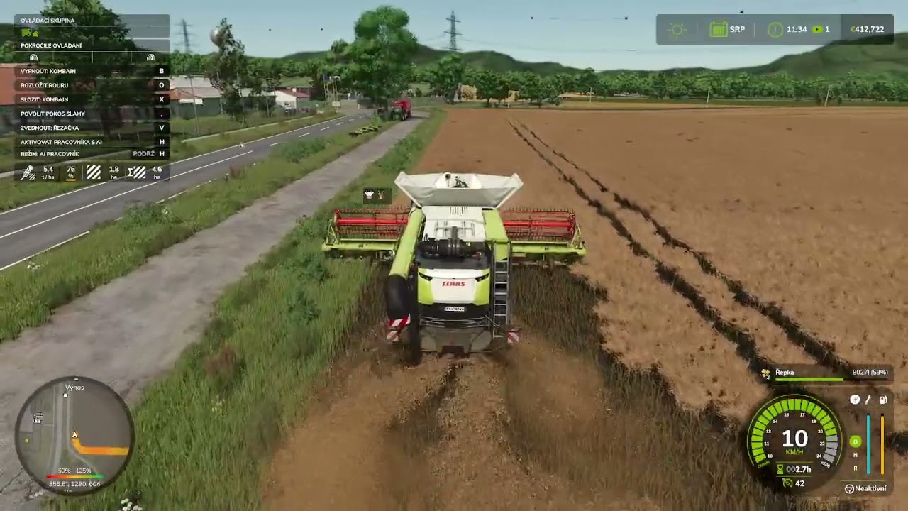 farming simulator 25 mapa karpatsky venkov kosenie repky.