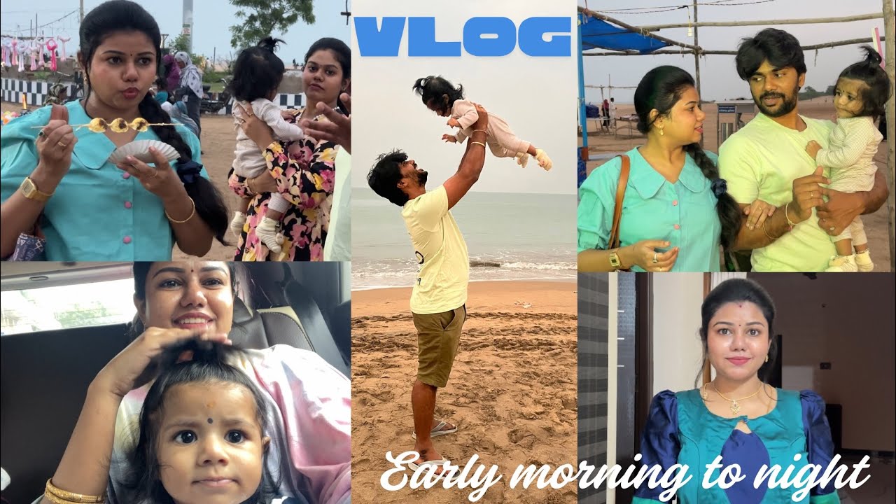 Amma veetuku porom! Dhanvic’s first beach experience | Early morning GRWM to night story time 