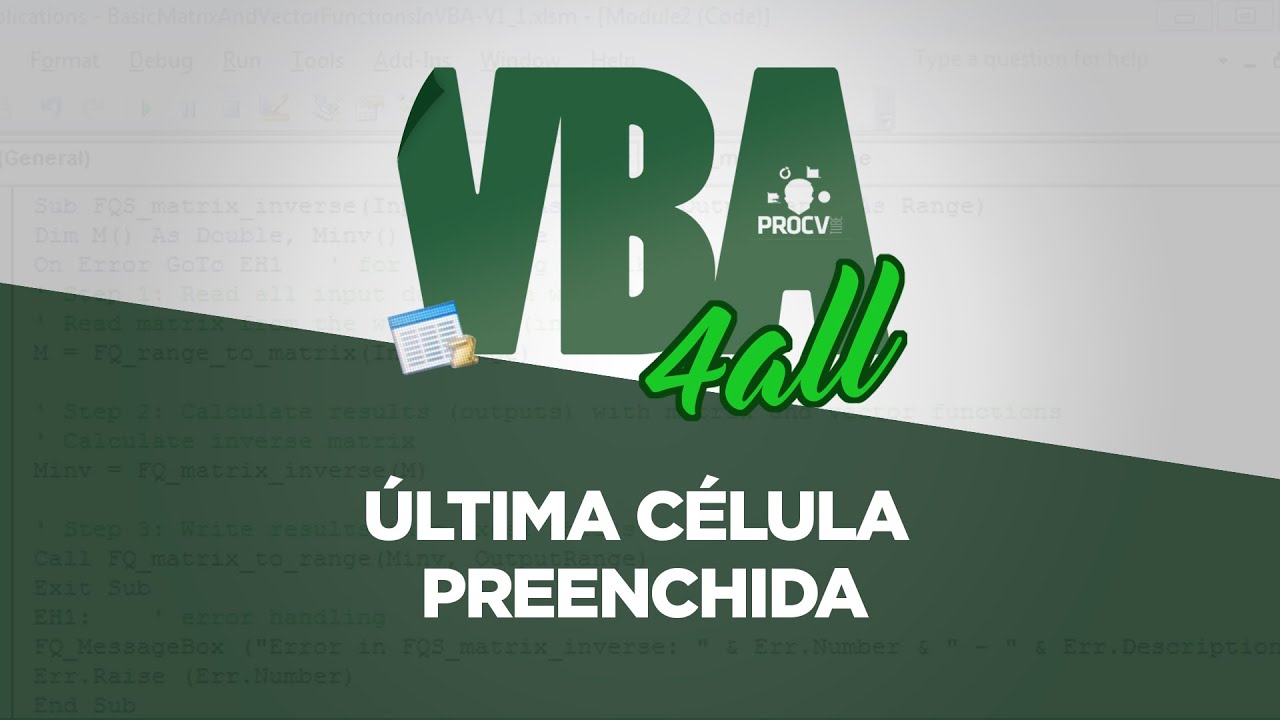 ULTIMA CÉLULA PREENCHIDA COM VBA - VBA 4ALL