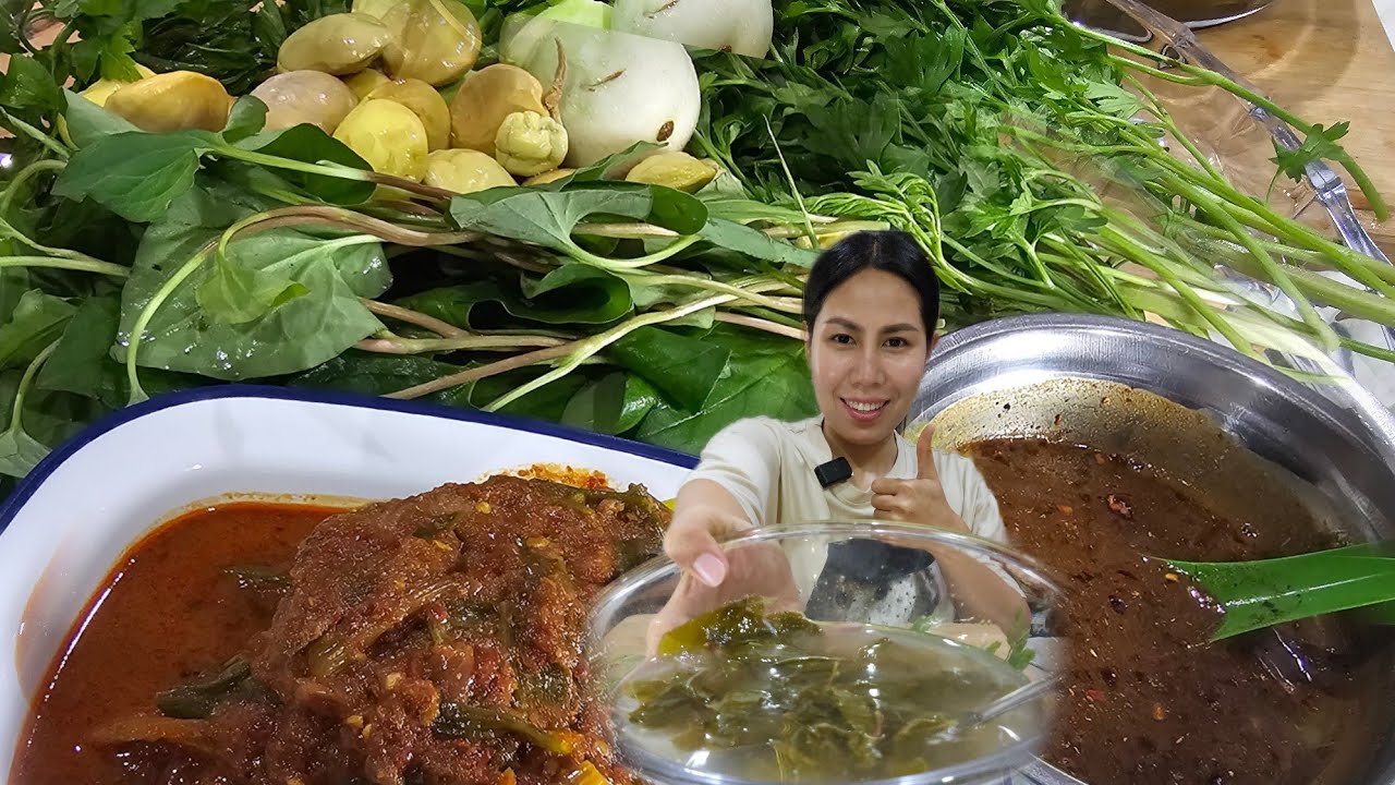 แกงฮังเลปลาอินทรีย์กินกับน้ำพริกผักสดหลายอย่างเลยค่ะ