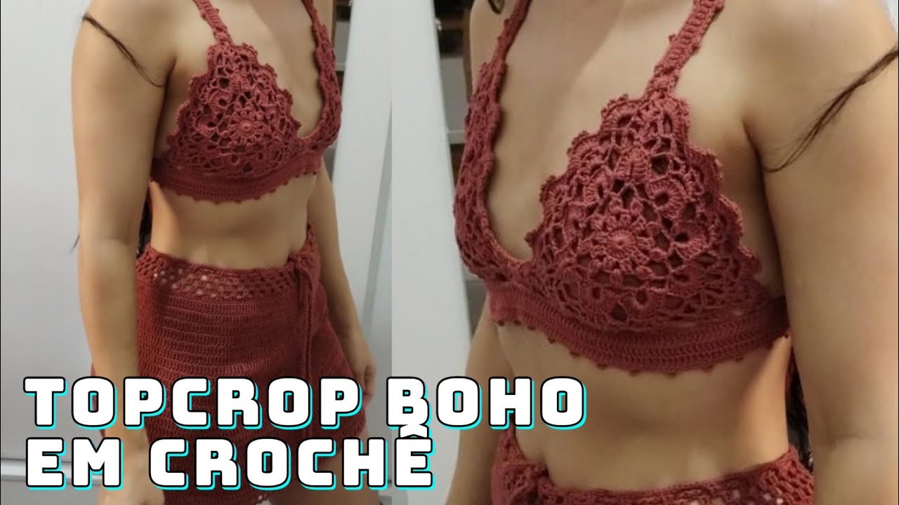 Top Cropped Boho em Crochê