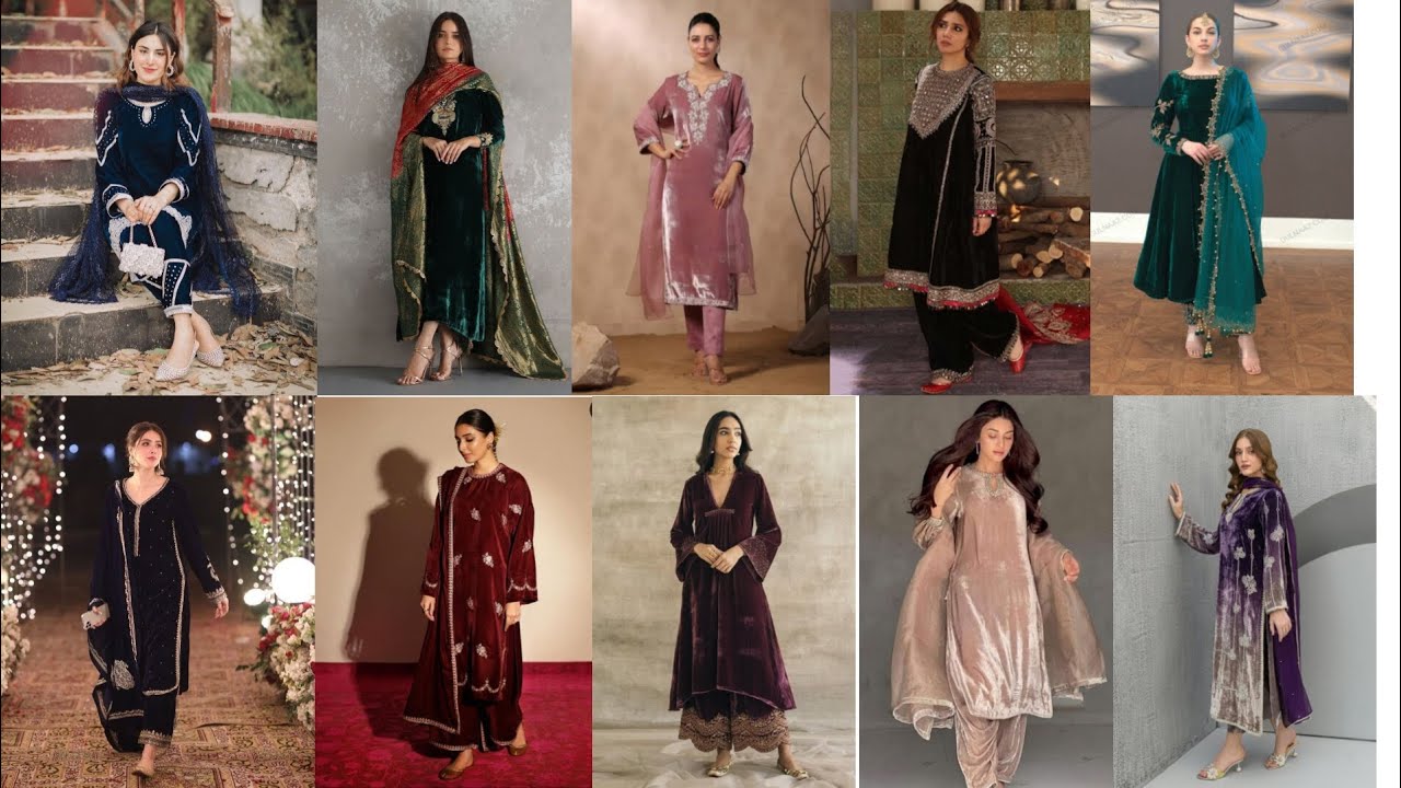 Latest Velvet  Dress designs | 😍 Party & Festival, Wedding wear dress Ideas Trendy velvet outfit 