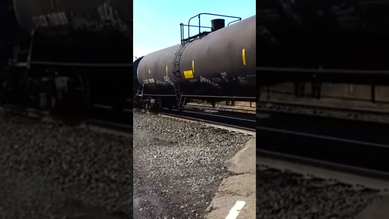 CP Train Slams On The brakes and Emergency Stops at Railroad Crossing.