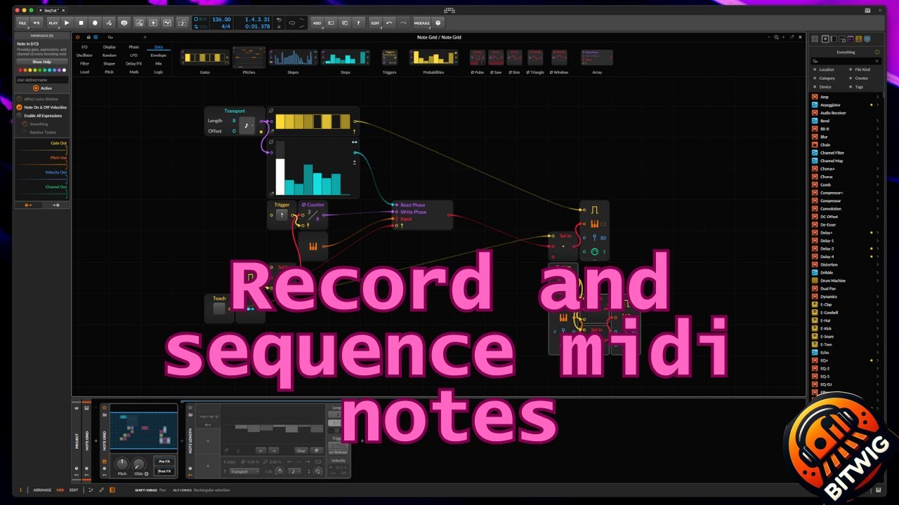 Build a Step input sequencer in Bitwig's Grid 👾