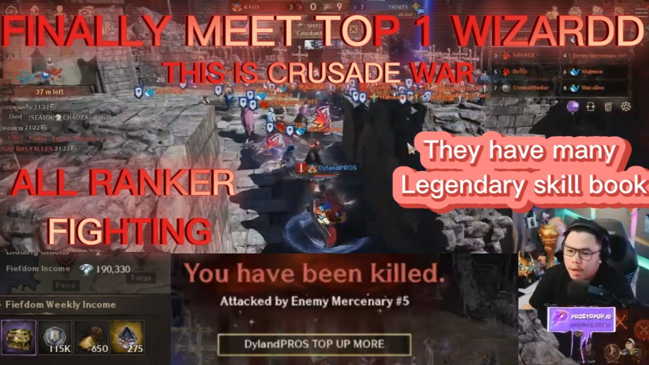 DylandPROS First Time Meet TOP 1 Wizardd Alliance  in Crusade WAR 50 VS 50 - Night Crows Global