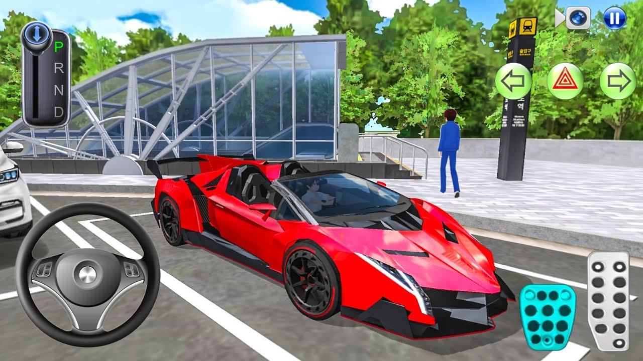 New Red Lamborghini Car in Subway Station Parking - 3D Driving Class Simulation - Mobile Gameplay