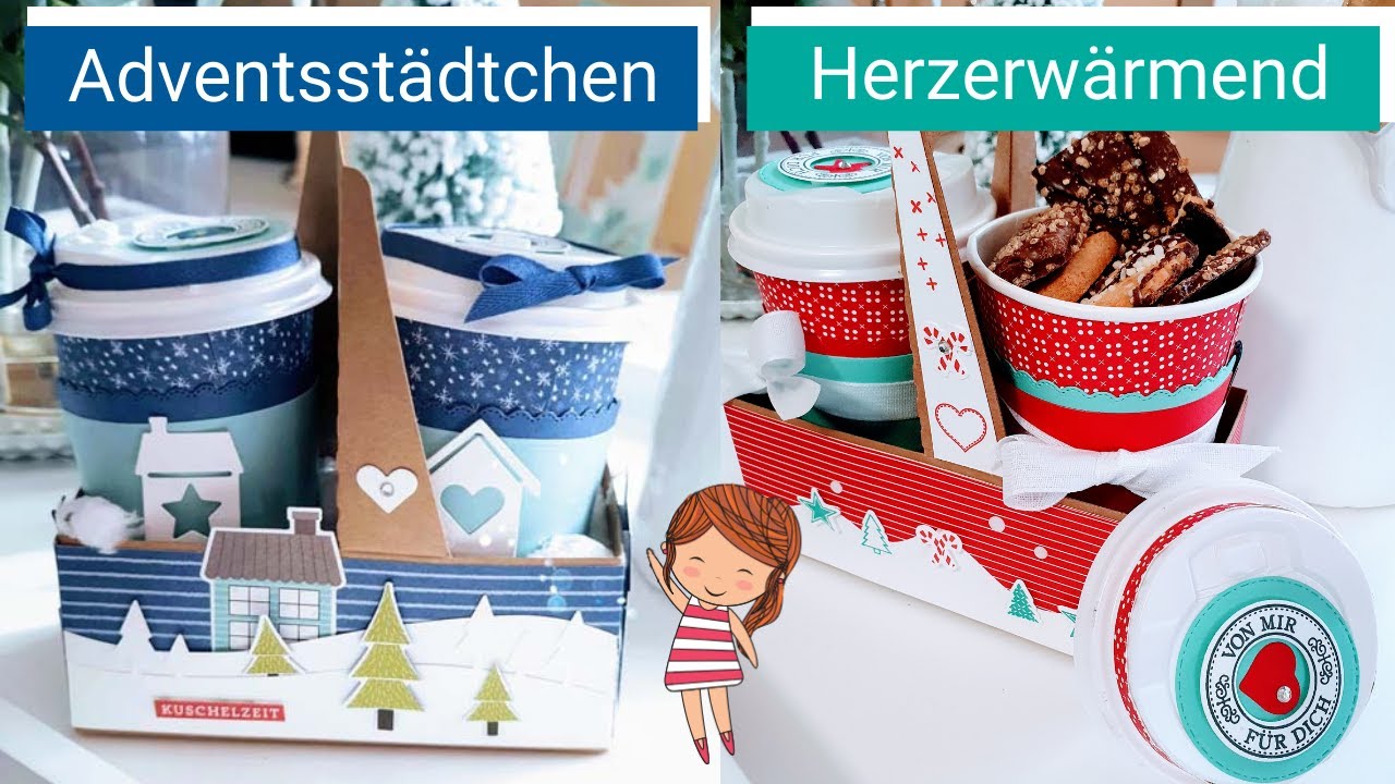 ❤️ Herzerwärmend / Adventsstädtchen Minibecher Mini-Becherträger gestalten Stampin UP!  Mutterskind