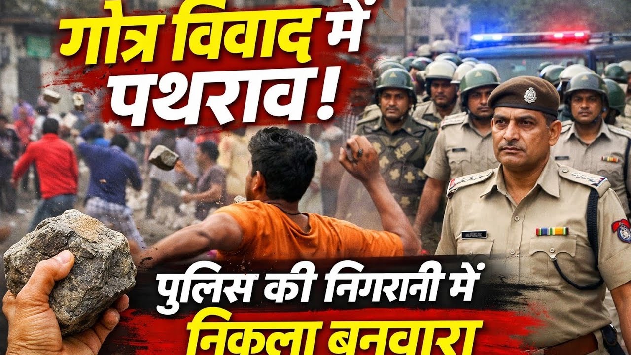 बावल मै गौत्र विवाद में पथराव, पुलिस की मौजूदगी में निकला बनवारे 