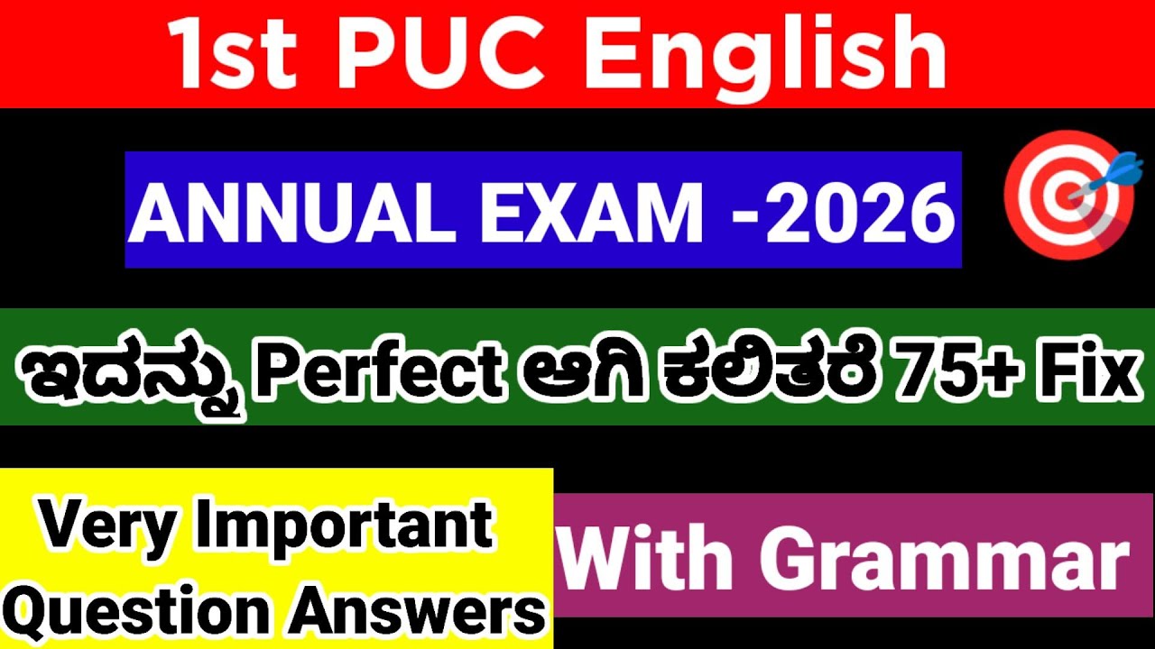 1st PUC English Important Questions For Annual Exam 2026 with Answers
