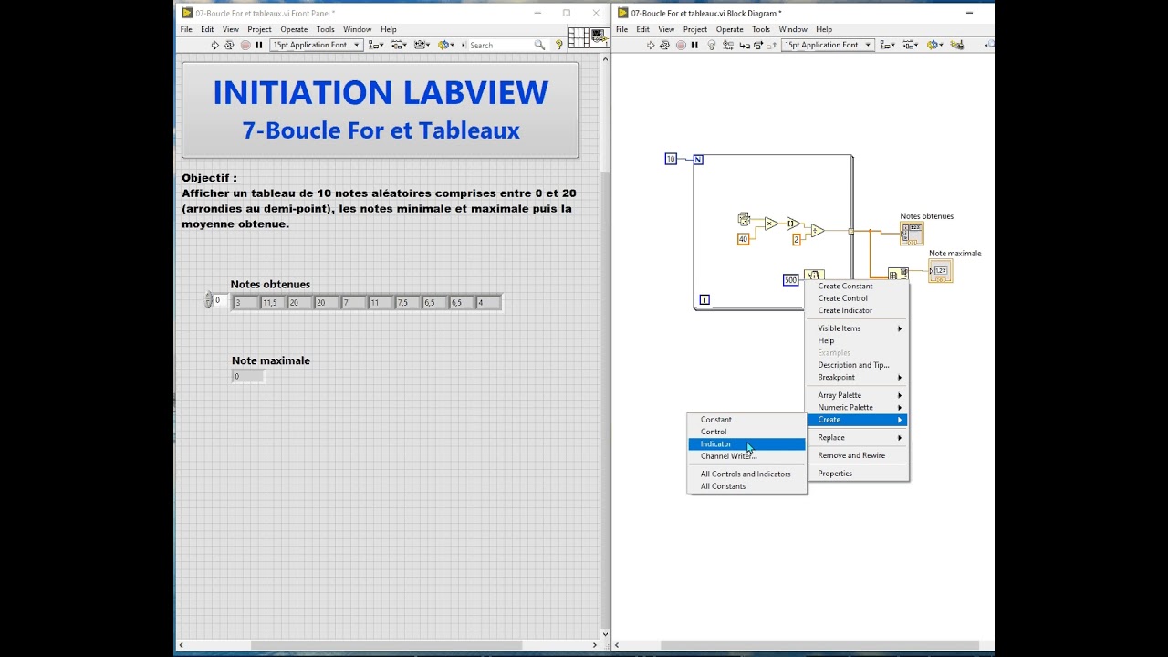 Initiation LabVIEW 7 - Boucle For et tableaux