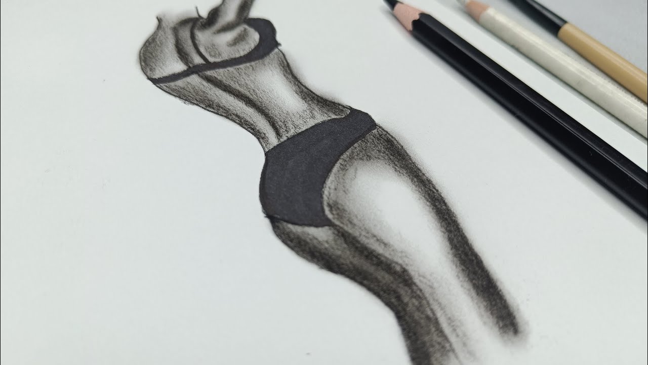 Pencil drawing and shading tutorials || Girl Figure Drawing || Charcoal pencil drawing