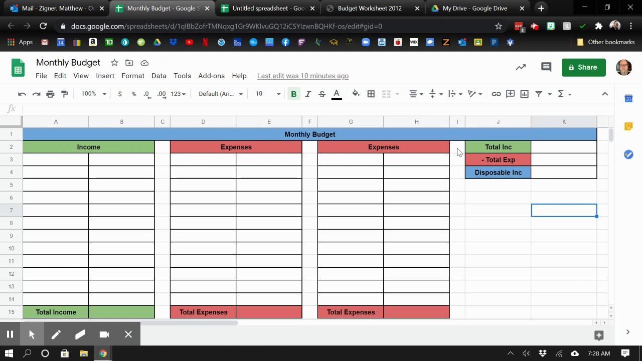 Make a Monthly Budget in Google Sheets