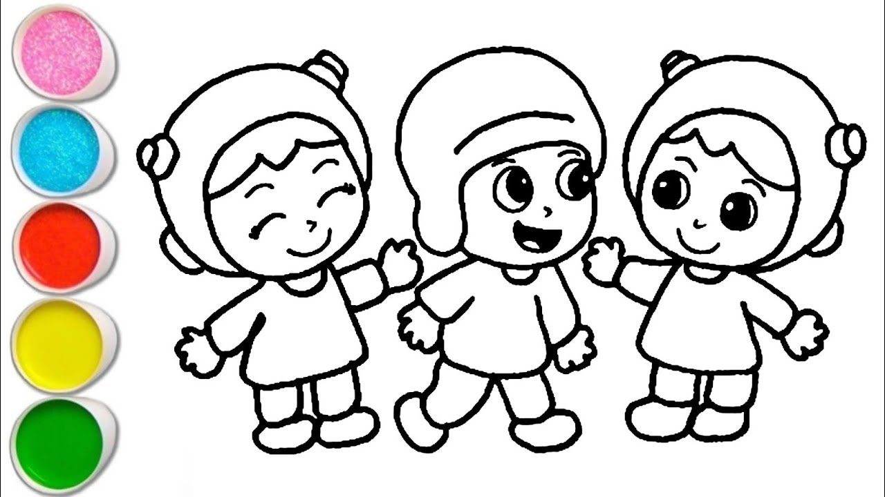 Cute Nina Friends Playing With Pocoyo Drawing, Painting and Coloring For Kids and Toddlers_Kids Art