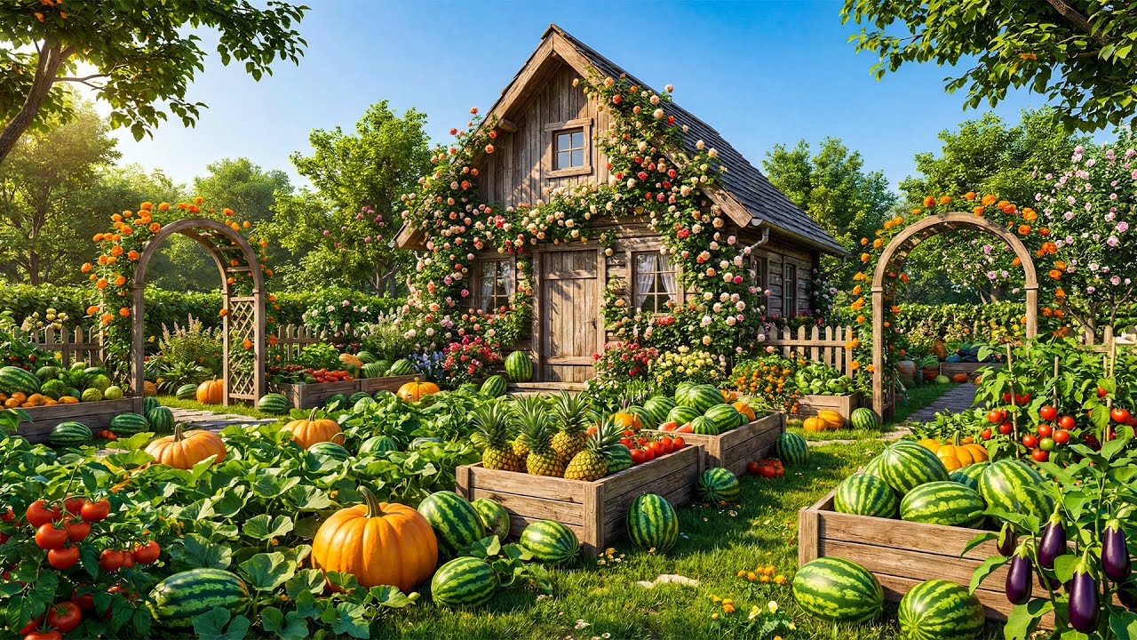 A Simple Peaceful Day in a Small Garden | Relaxing Garden Music