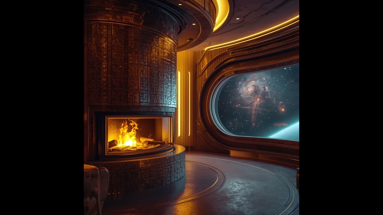 Space Tavern Fireplace 🔥 Relaxing Ambient Music for Focus, Sleep & Deep Relaxation