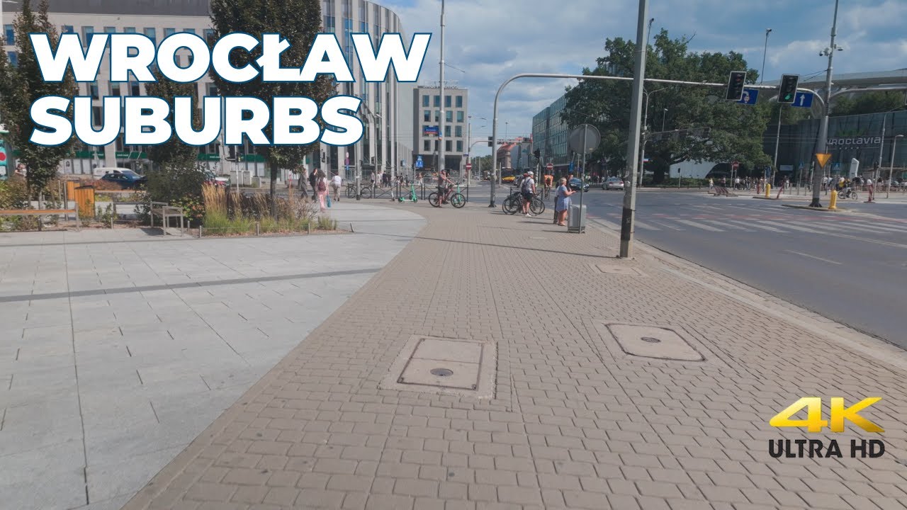 Afternoon walk in  Wrocław I Suburbs and Railway Station (4K)