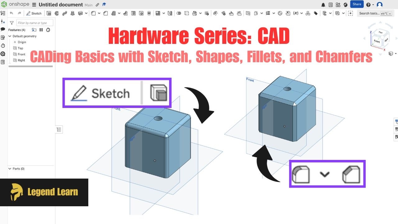 CAD with Onshape EP1: Sketch, Extrude, Fillet, Chamfer (Tissue box tutorial) | LegendLearn