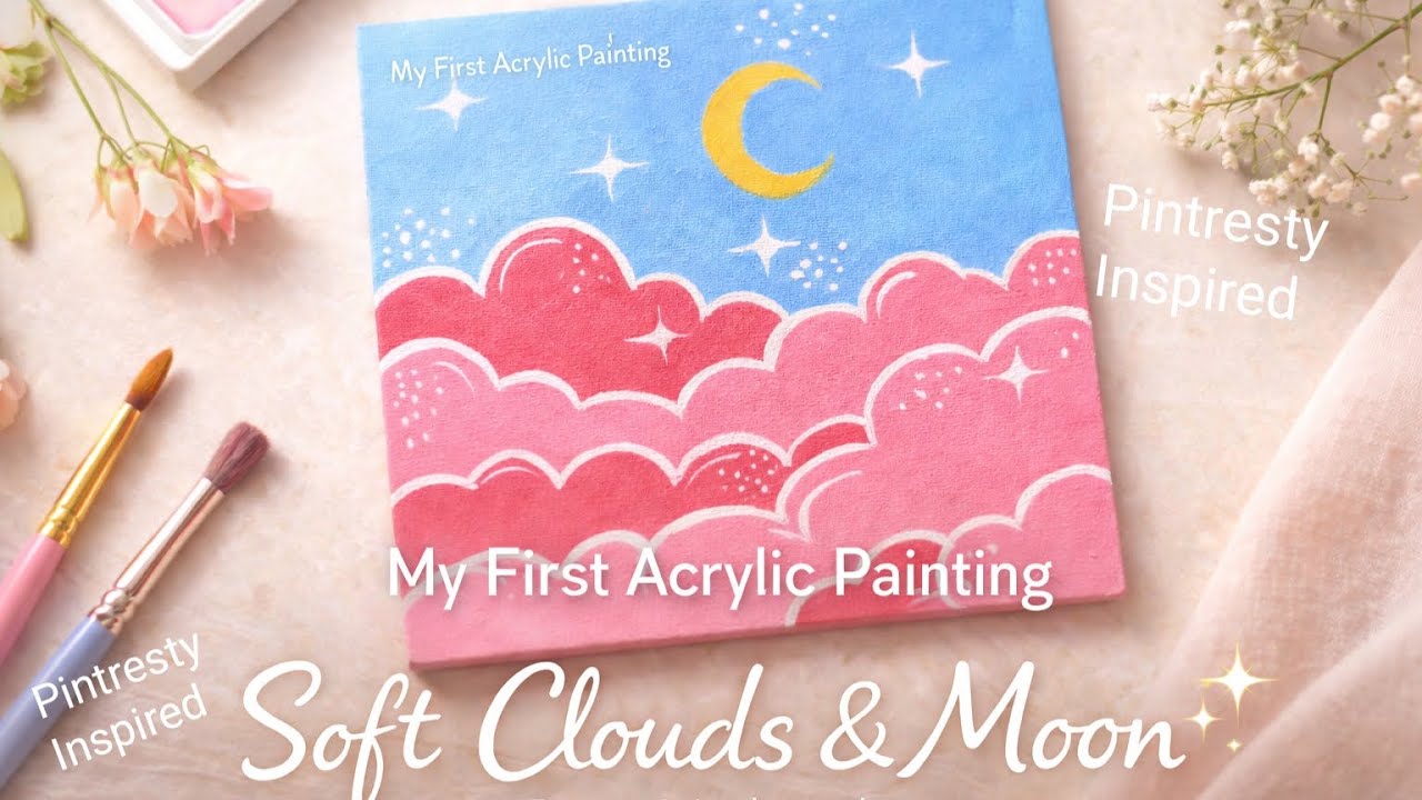 My First Acrylic Painting 🖌️💕✨#trending #youtubevideo #acrylicpainting 
