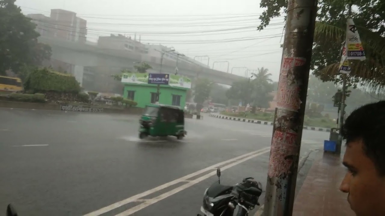 rainy day in Dhaka city in front of khamarBari.