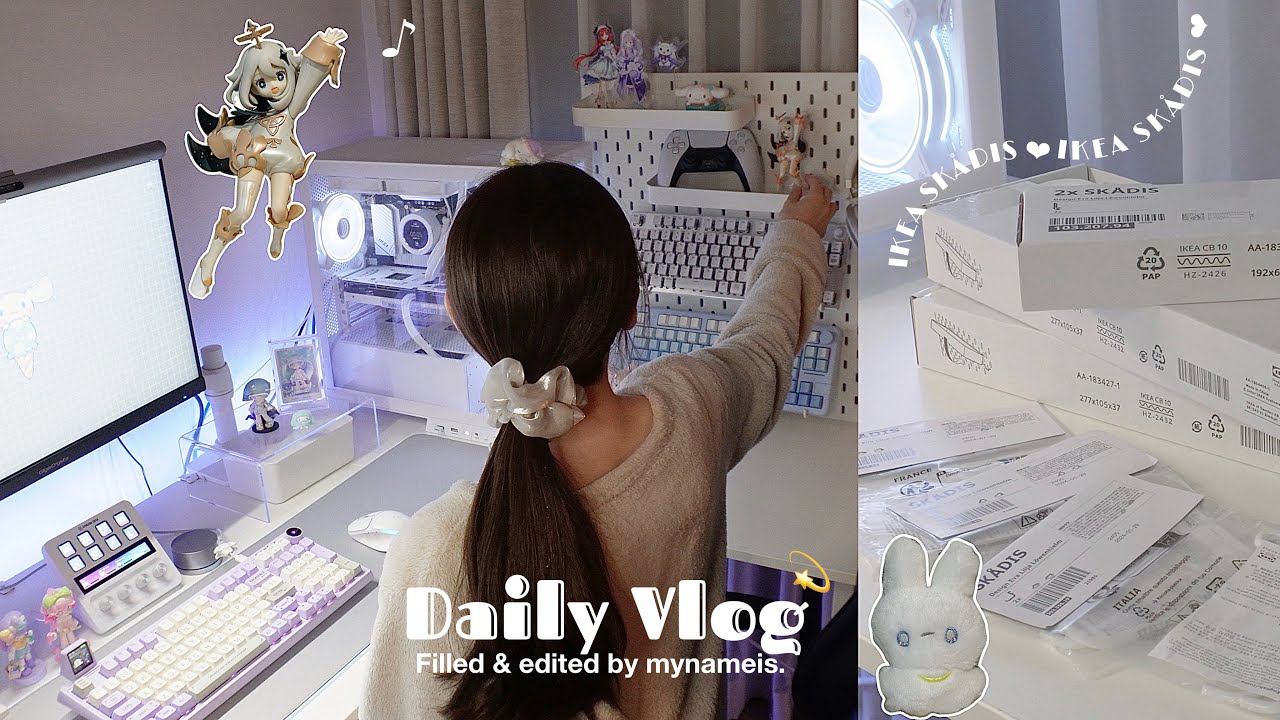 vlog | IKEA 有孔ボードでデスク周りをアプデ⤴️🎀SKÅDIS.原神💎.*七聖召喚にハマっています🃏♥︎