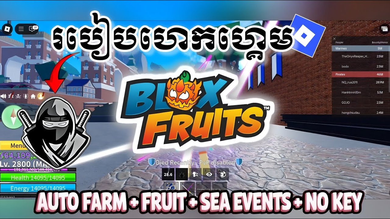 របៀបហេកហ្គេម Bloxfruit លើទូរស័ព្ទដៃ| NO KEY FAST AUTO FARM, SEA EVENTS,TAKE ITEMS...