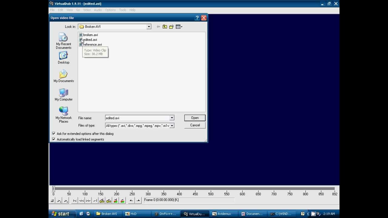 Fixing a Broken AVI Video Using Free Tools (Part 1)