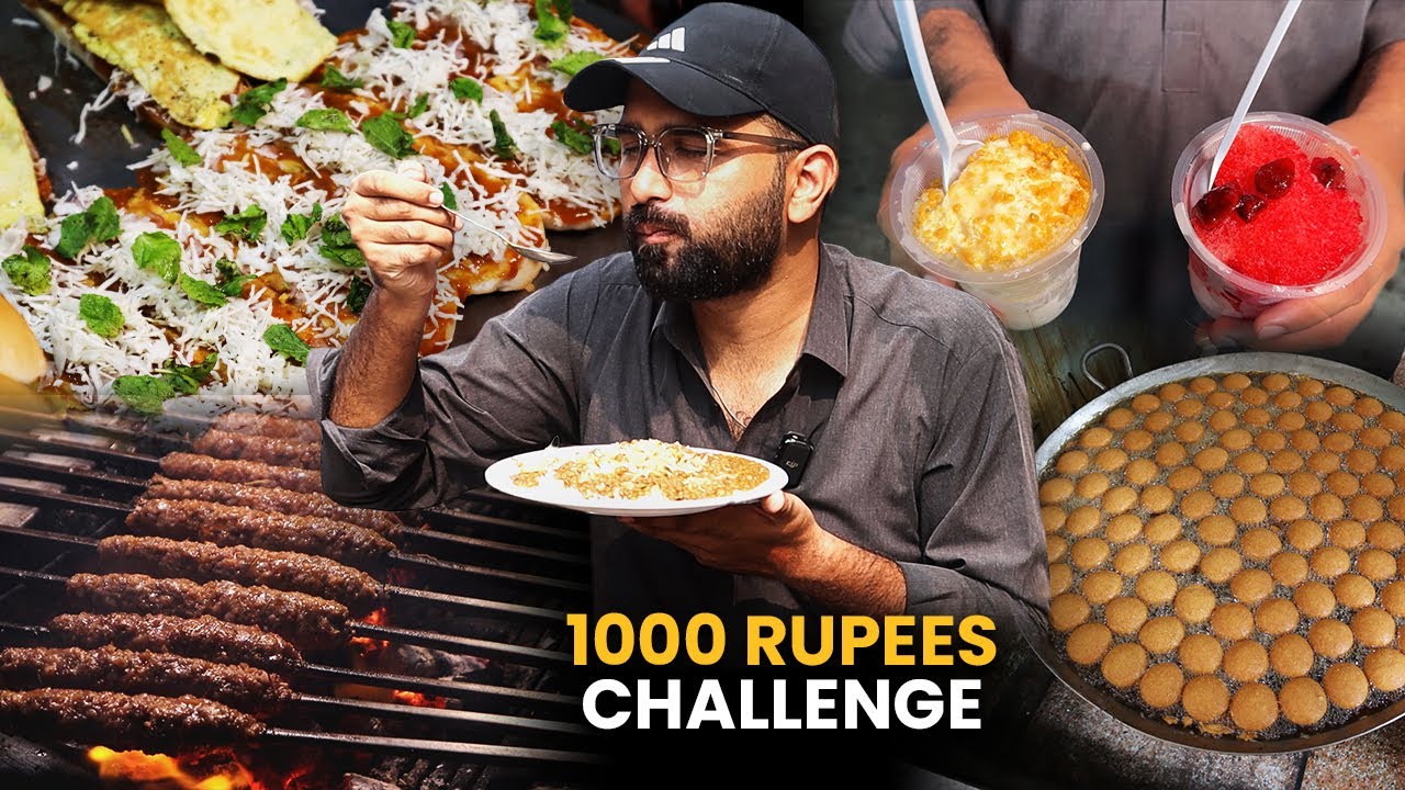 1000 Rupees Street food Challenge in Pakistan | Masar Chawal | Delhi Style beef kabab | Ladu Peethi
