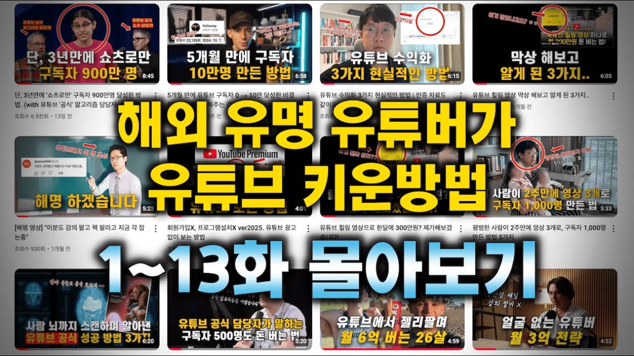 2025년에 유튜브 하실분 보세요! | 해외 유명 유튜버가 유튜브 키운 방법 1~13편 몰아보기 | #김상우