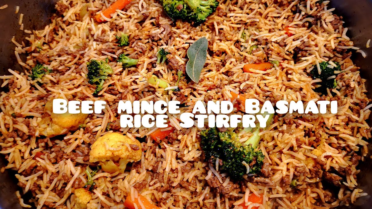 Beef Mince and Basmati rice Stir fry. 🍚😋🍲🥘, using leftovers to make a big meal.