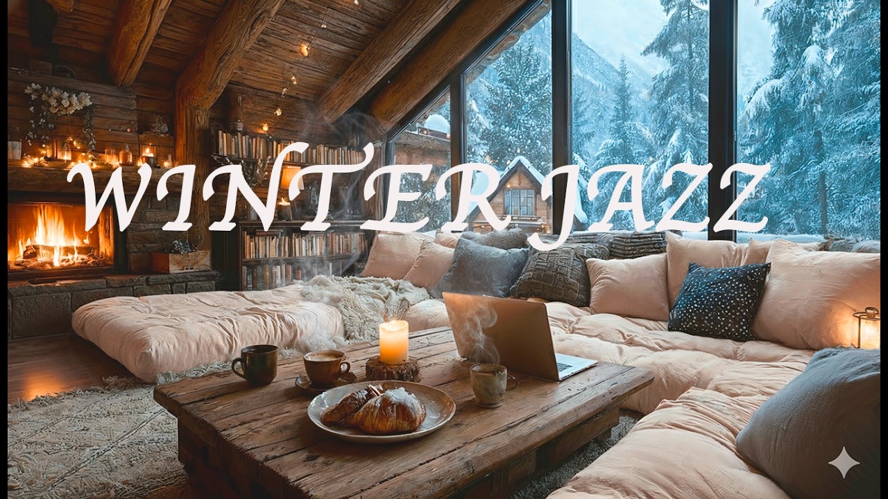 Cozy Coffee Shop Ambience with Crackling Fireplace | Relaxing Smooth Jazz for Work & Study