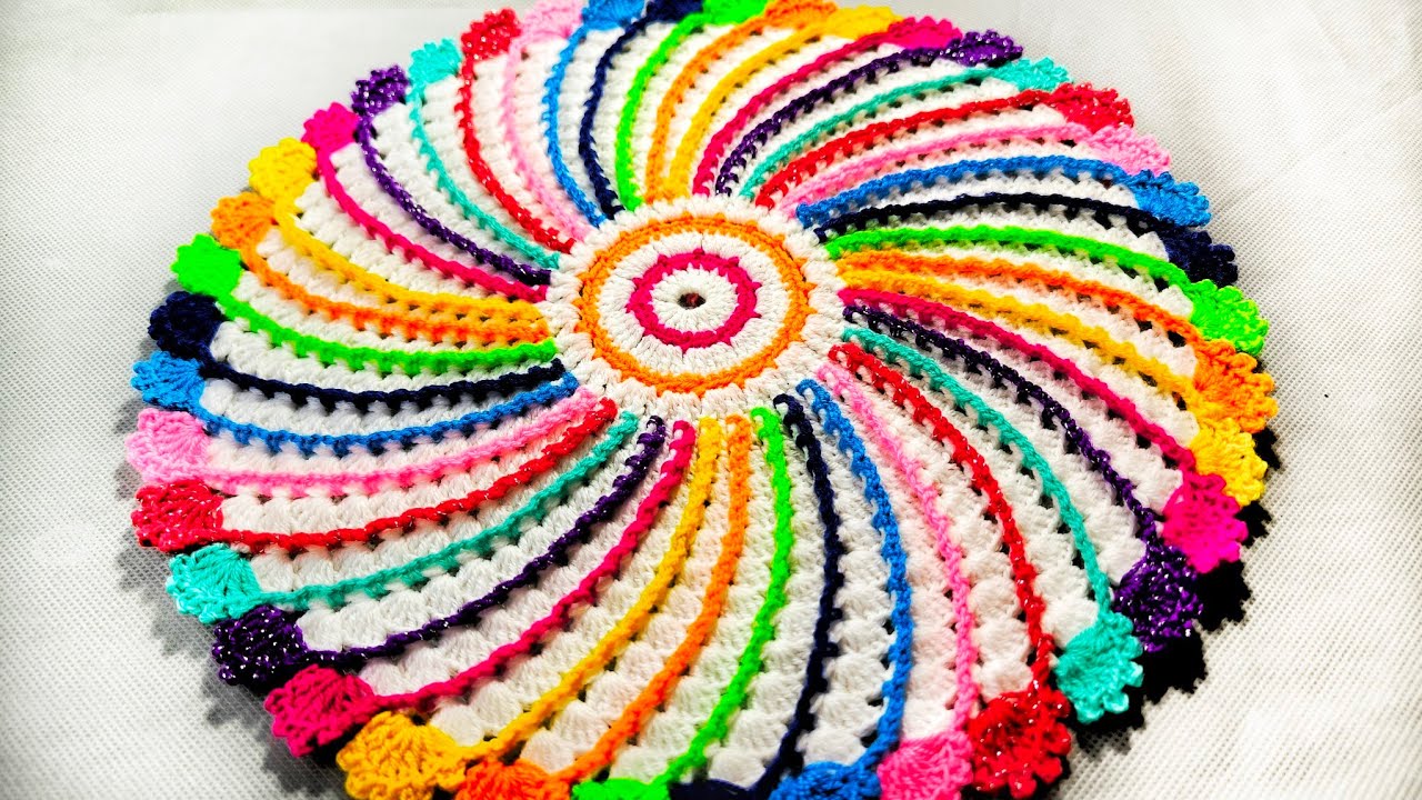 AMAZING 💯 Crochet Design Tutorial (Thalposh/Table Cloth/Doily/Tablemat) in Hindi & Urdu - 260