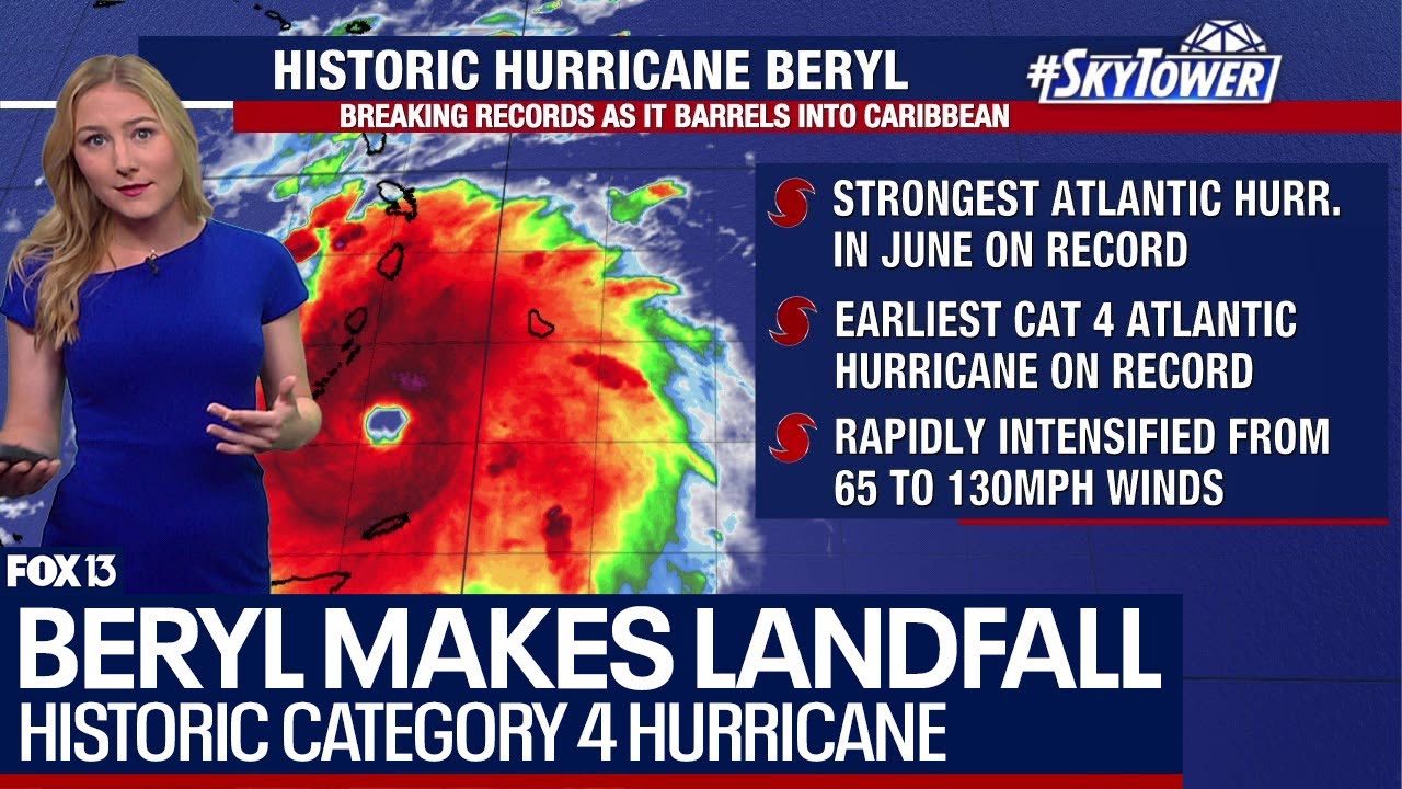 Hurricane Beryl makes landfall as Category 4 storm on Carriacou Island